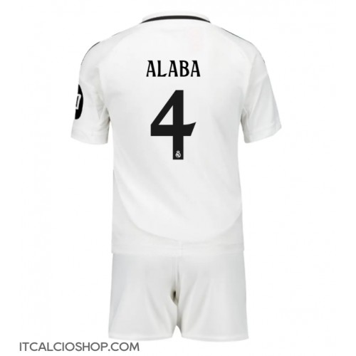 Real Madrid David Alaba #4 Prima Maglia Bambino 2024-25 Manica Corta (+ Pantaloni corti)
